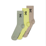 Meia On Running Logo Cano Alto 3 Pares - Cores diversas