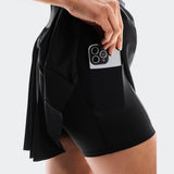 Saia Short On Running Court Skirt Pleated -Preto