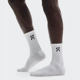 Meia On Running Logo Cano Alto 3 Pares - Branca
