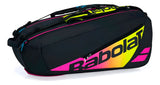 Raqueteira Babolat Pure Aero Rafa X12 Preta Amarela e Rosa