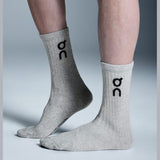 Meia On Running Logo Cano Alto 3 Pares - Cinza