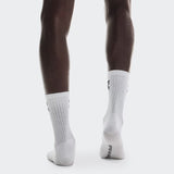 Meia On Running Logo Cano Alto 3 Pares - Branca