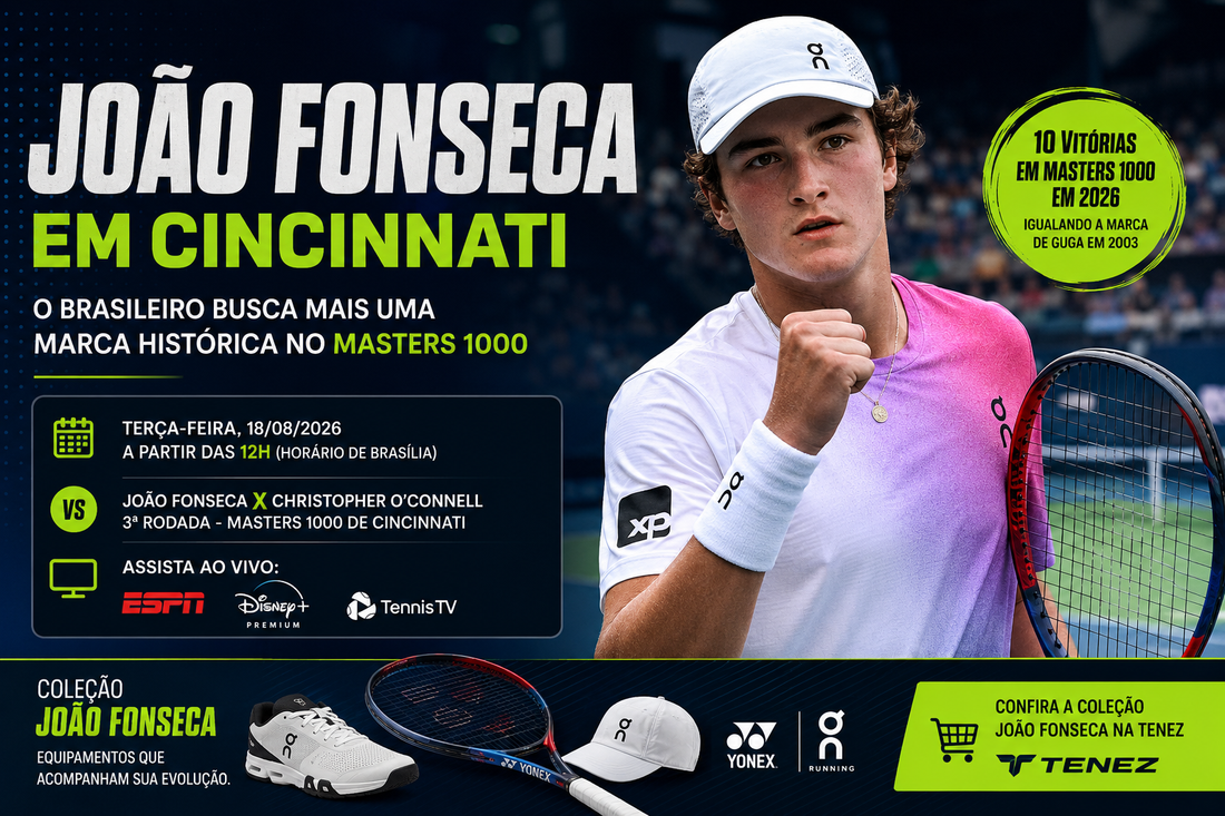 João Fonseca em Cincinnati: brasileiro busca nova marca histórica no Masters 1000