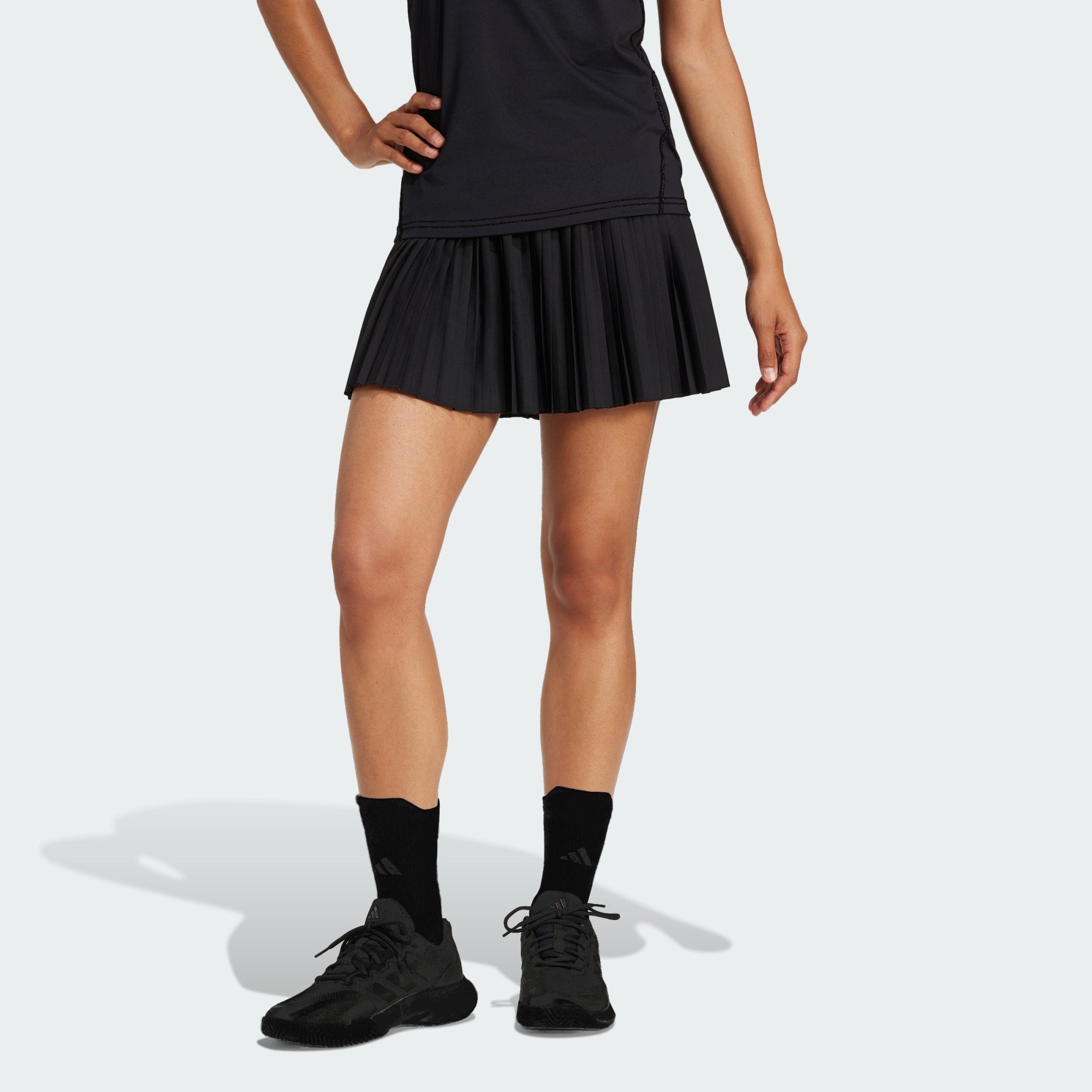 Saia Plissada Adidas Tênis -Preto