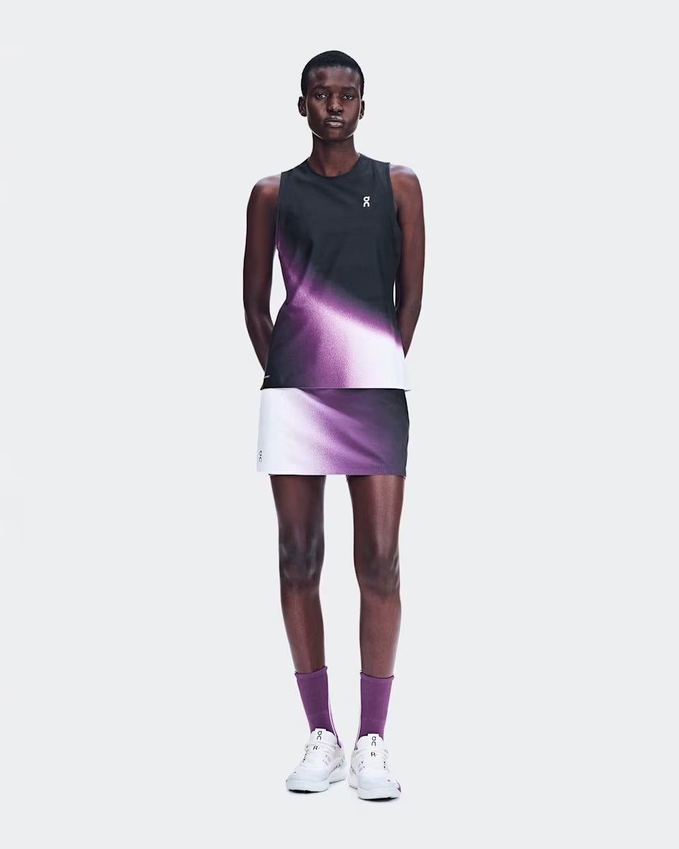 Saia Short On Running Court Skirt Split Swing - Branca/Roxa