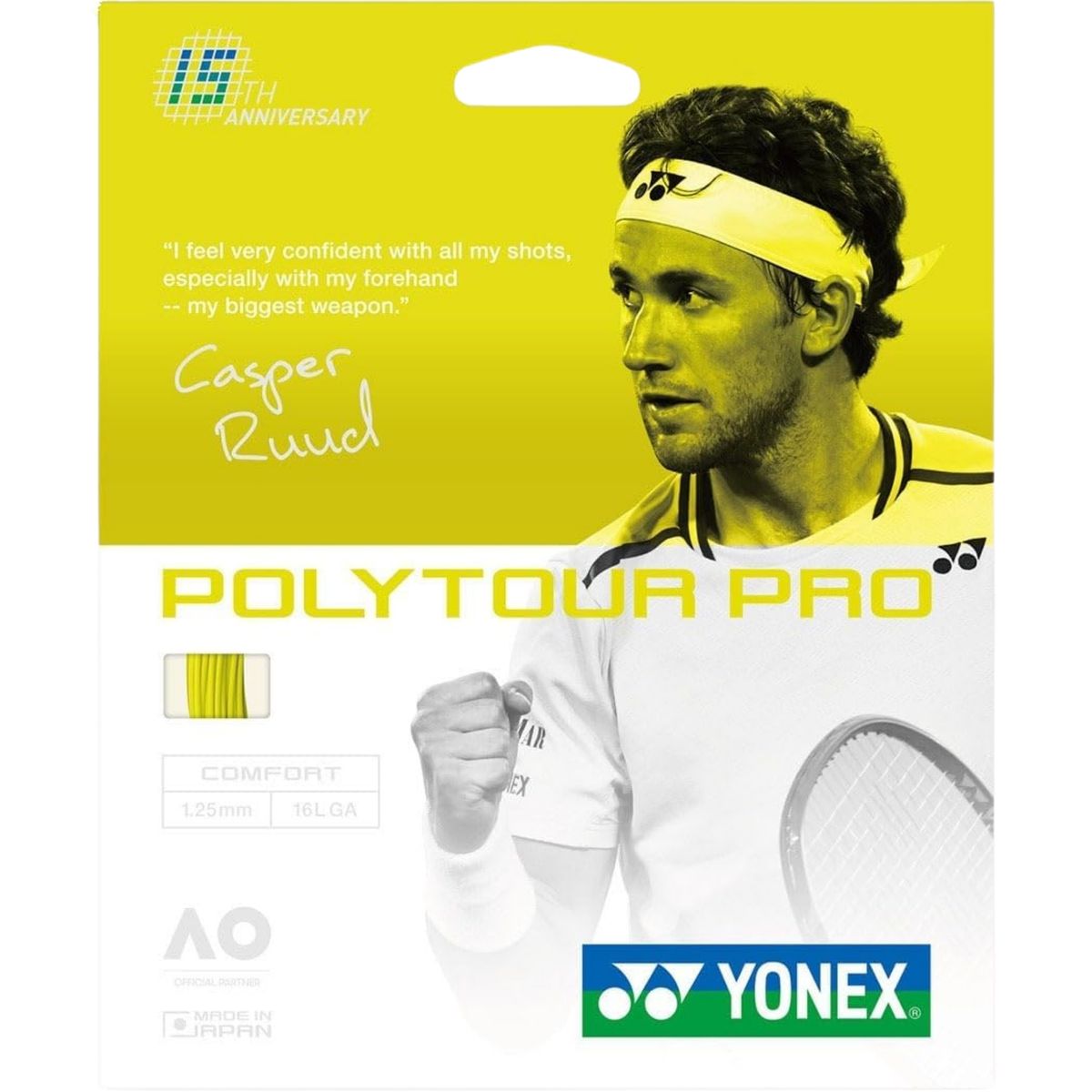 Corda Yonex PolyTour Pro 1.25 Amarela Set Individual