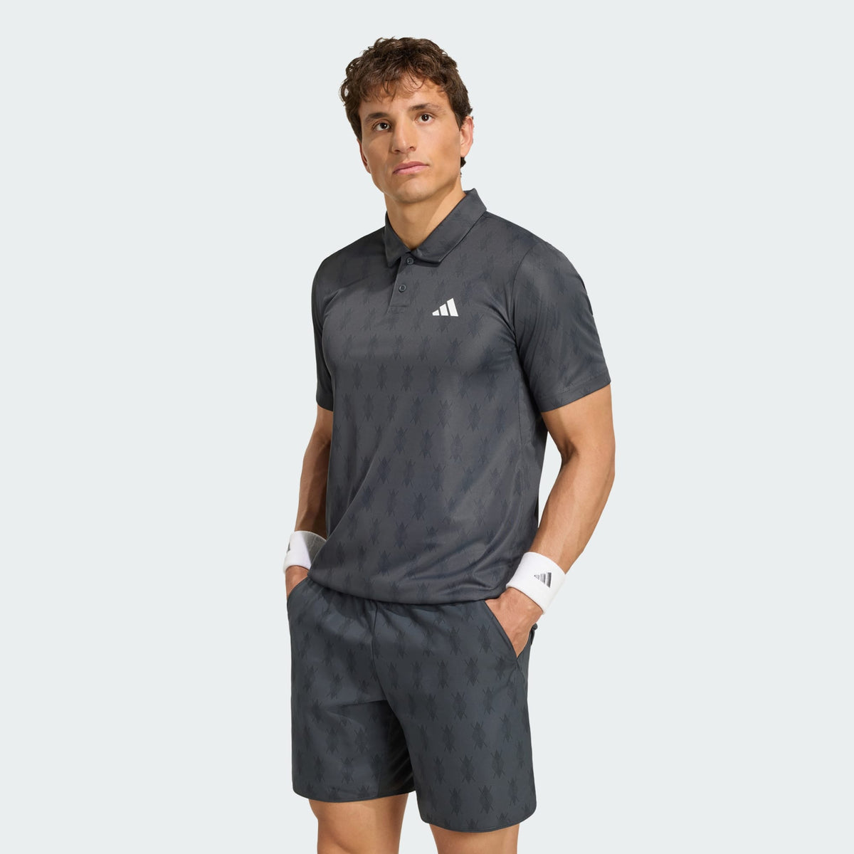 Camiseta Polo Adidas Estampada Climacool - Preta