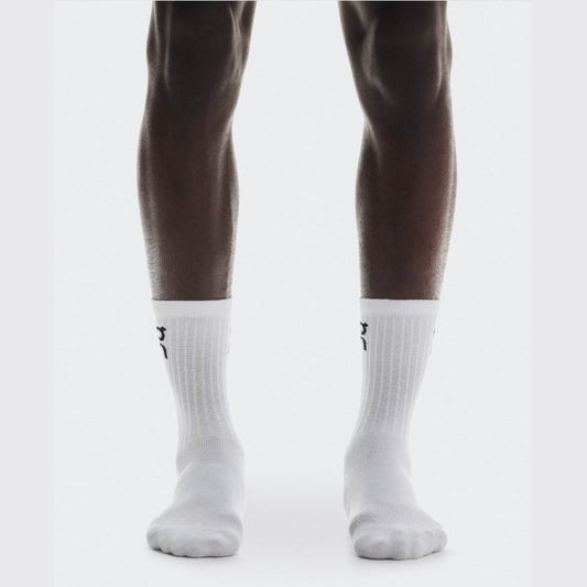 Meia On Running Logo Cano Alto 3 Pares - Branca